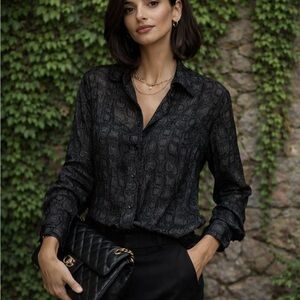 NWT BIRGITTE HERSKINS Snake Grey Lou Blouse, XXS